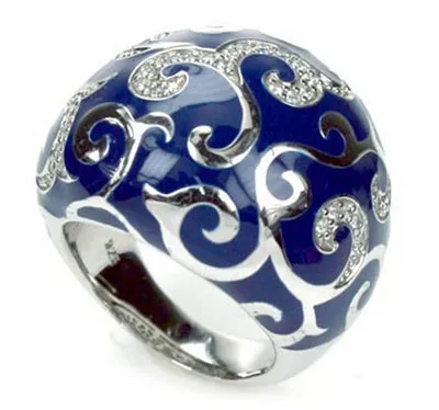 Royale - Blue Enamel with CZ Ring