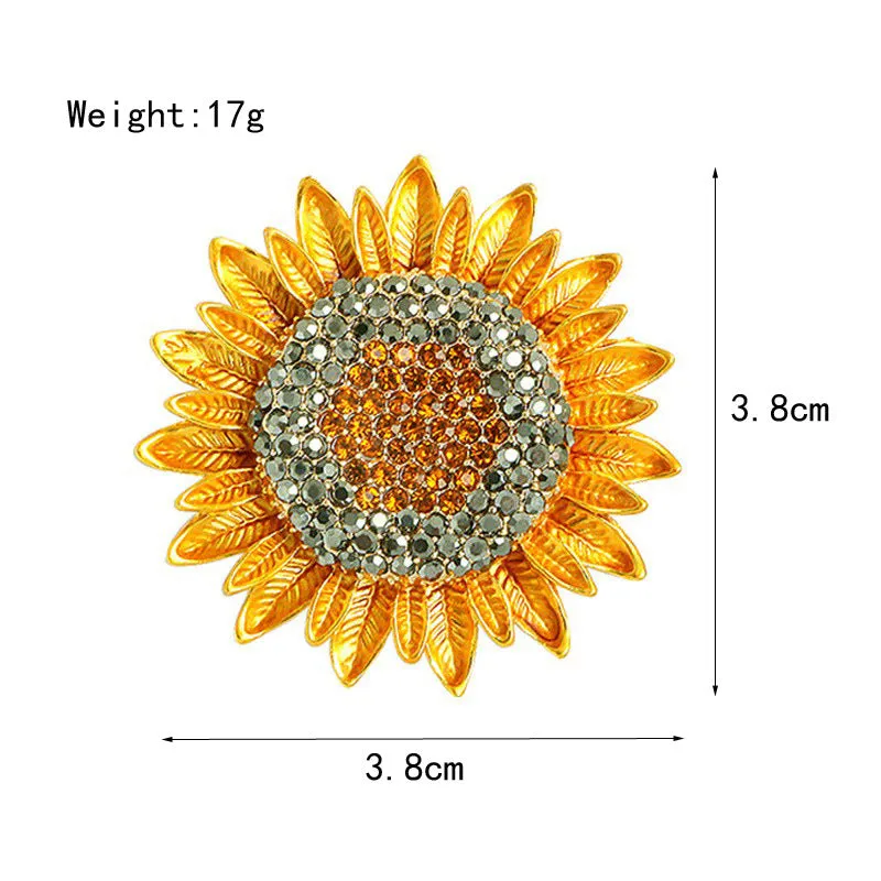 SB340 - Enamel sunflower rhinestone brooch