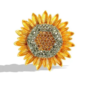 SB340 - Enamel sunflower rhinestone brooch