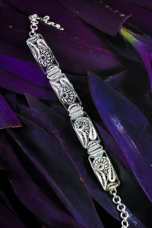 Silver Linings "Paisley" Silver Filigree Handmade Bracelet