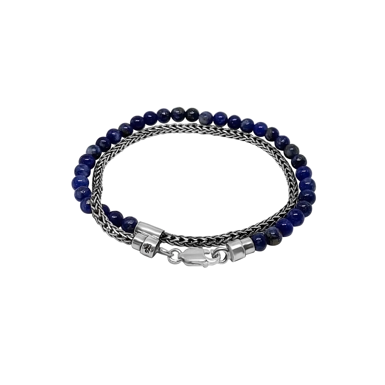 Silver Mini Chain Blue Lapis Beads