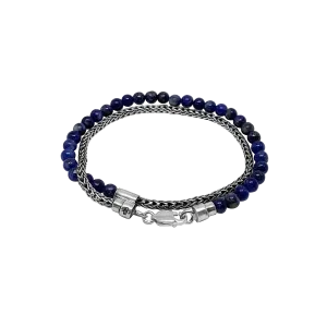 Silver Mini Chain Blue Lapis Beads