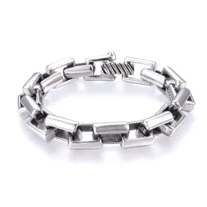 Silver Retro Box Chain Bracelet