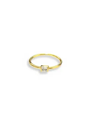 Simple Gold Ring with Clear Stone