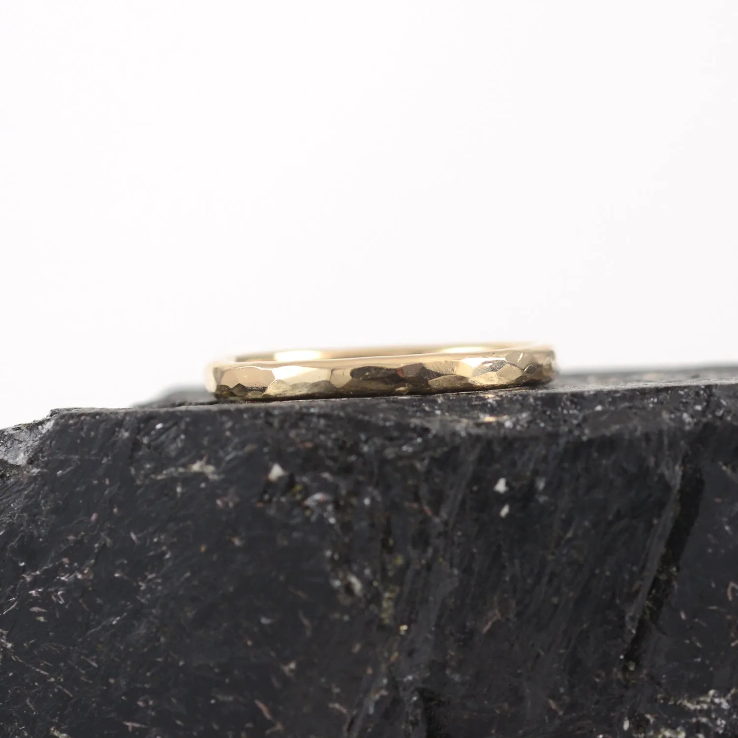 Simple Hammered Ring in Yellow Gold - Made to order