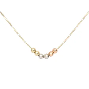 Six beads necklaces plated in 14K Gold, Rose Gold, three tone