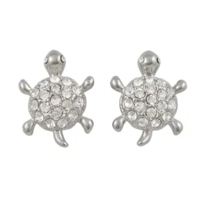 Small Round Crystal Turtle Pierced Earring - REC583