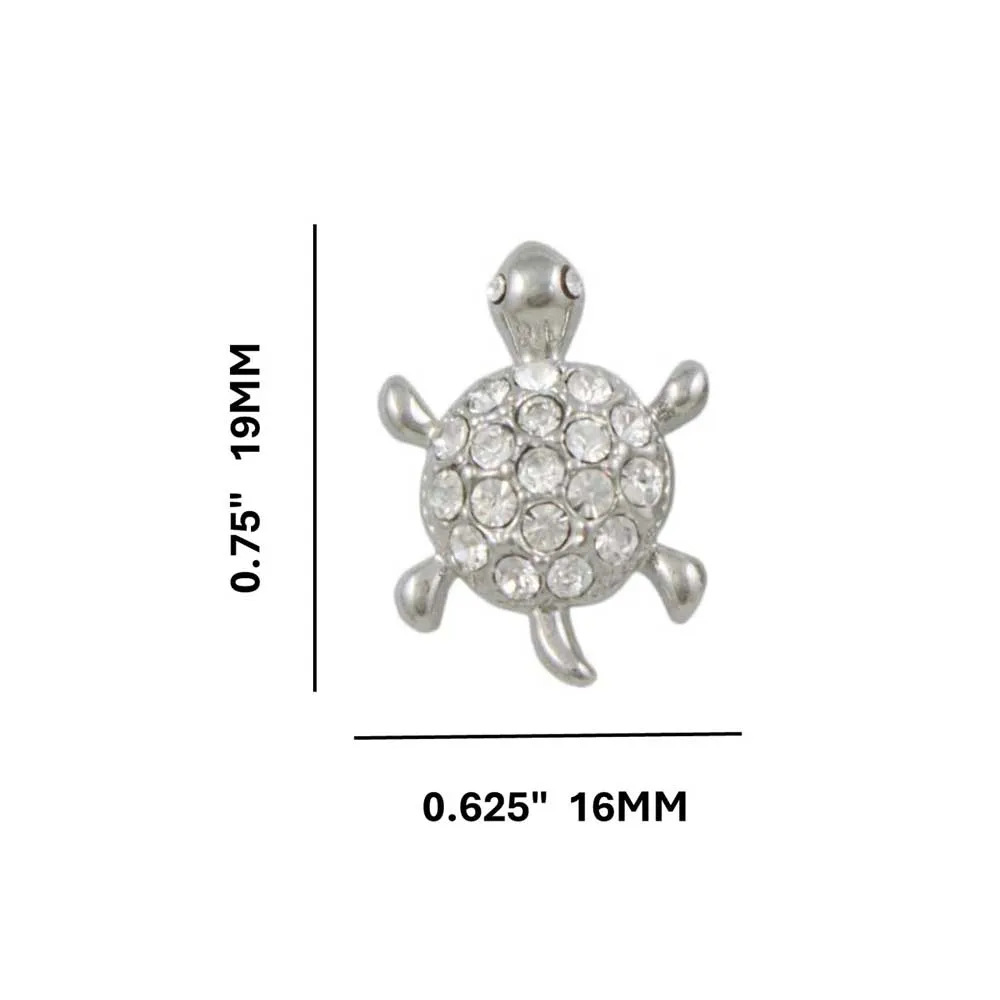 Small Round Crystal Turtle Pierced Earring - REC583