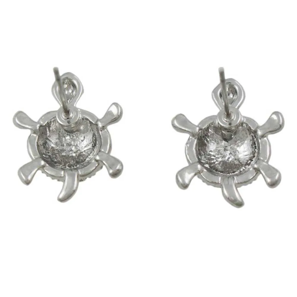 Small Round Crystal Turtle Pierced Earring - REC583