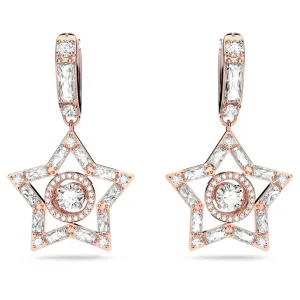 STELLA STAR HOOP EARRINGS, WHITE, ROSE-GOLD TONE PLATED