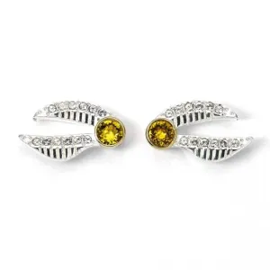 Sterling Silver Golden Snitch Stud Earrings with Crystal Elements