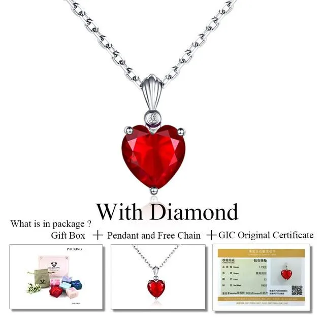 Sterling Silver Necklace Sapphire Pendant Ruby jewelry heart for women