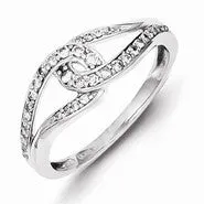 Sterling Silver Simple Twist Diamond Ring