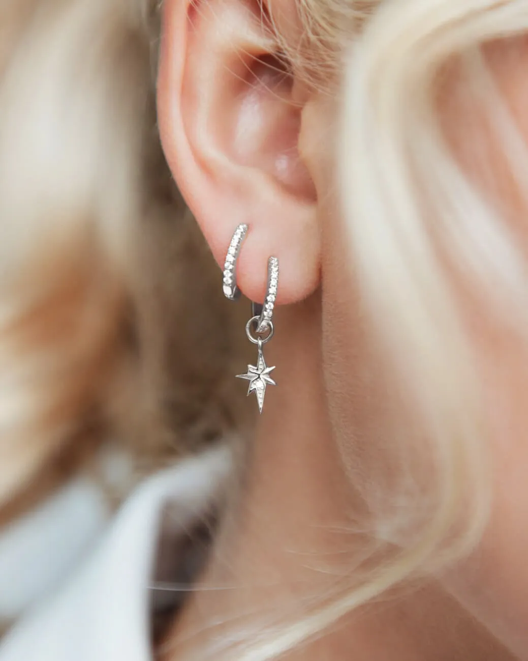 Sterling Silver Starburst Ear Bundle (Silver)