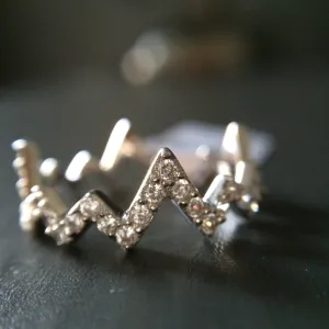 Sterling Silver Zig Zag Chevron Ring  - Multiple Sizes