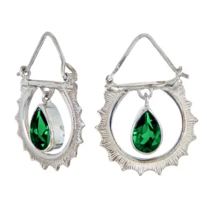 SUNRISE EARRINGS GREEN ONYX - SILVER