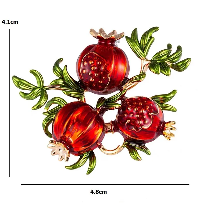 TEEK - Red Enamel Pomegranate Brooches