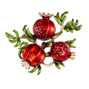 TEEK - Red Enamel Pomegranate Brooches