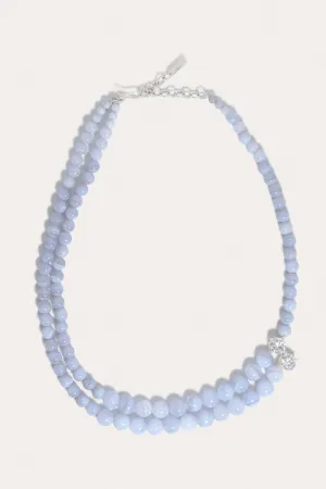 The Light of the Past - Blue Lace Agate and Zirconia Recycled Silver Necklace