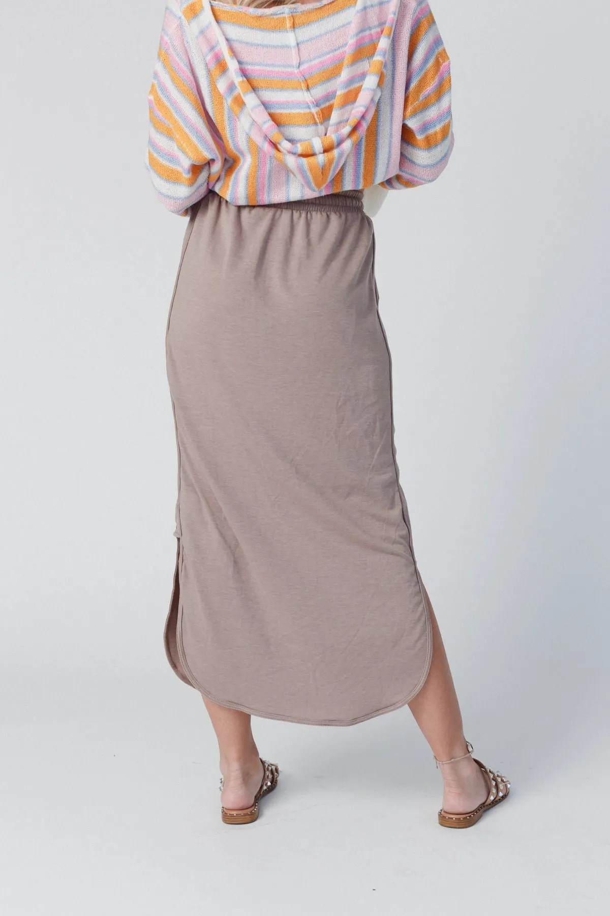 The Nest So Comfy Drawstring Maxi Skirt - Dark Taupe