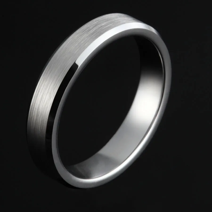 Tigrade 4/6/8mm Unisex Ring Silver Color Brushed Tungsten Carbide