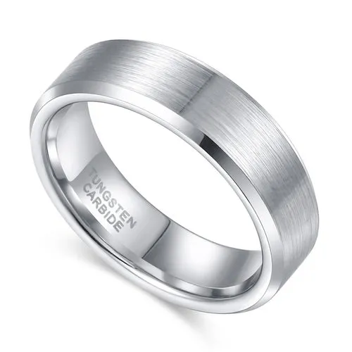 Tigrade 4/6/8mm Unisex Ring Silver Color Brushed Tungsten Carbide