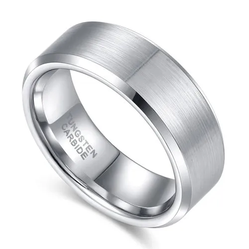 Tigrade 4/6/8mm Unisex Ring Silver Color Brushed Tungsten Carbide