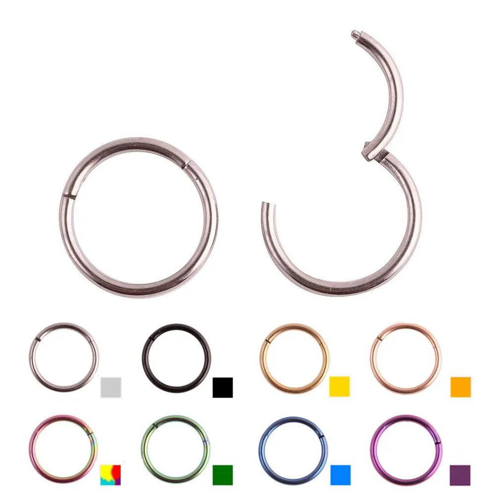 Titanium Piercing Segment Hinged Rings Cartilage Earrings Labret Lip Nose Piercing Body Jewelry PVD Universal 16G 14G G23 Grade