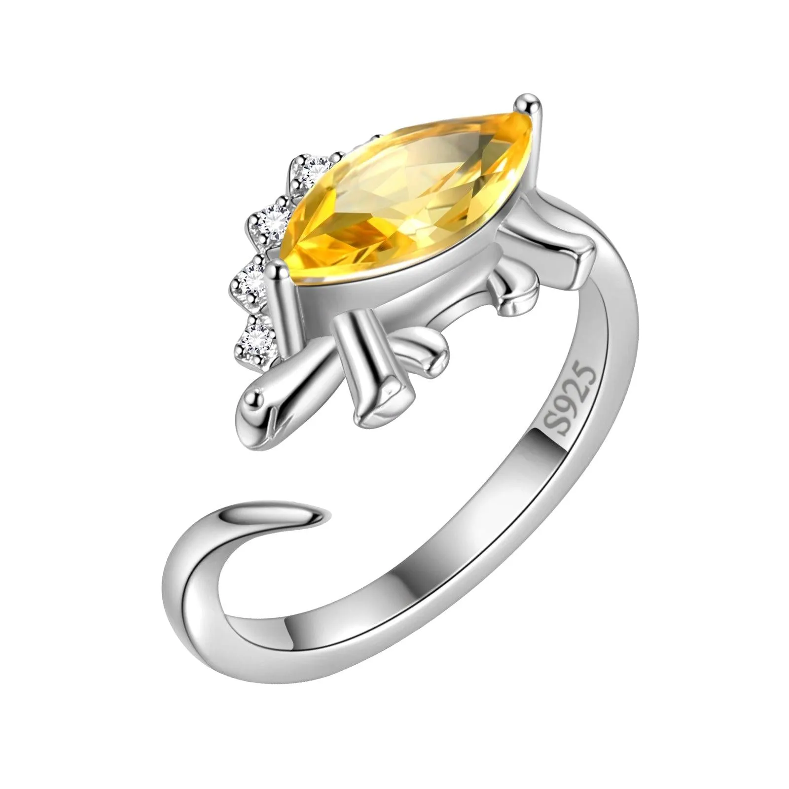 Tokyo Mart Stegosaurus Dinosaur Ring November Citrine Birthstone Women Girls Jewelry Gift