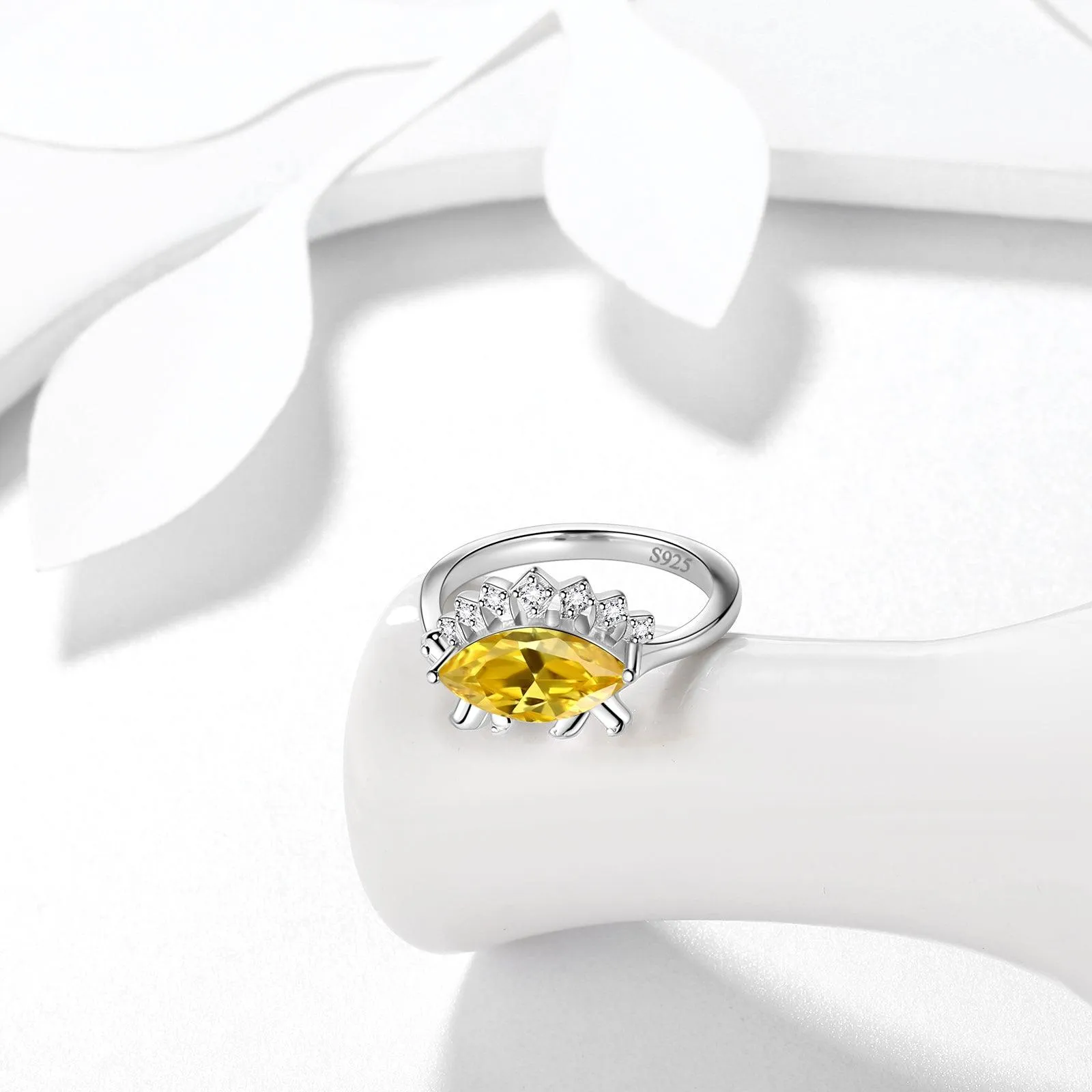 Tokyo Mart Stegosaurus Dinosaur Ring November Citrine Birthstone Women Girls Jewelry Gift