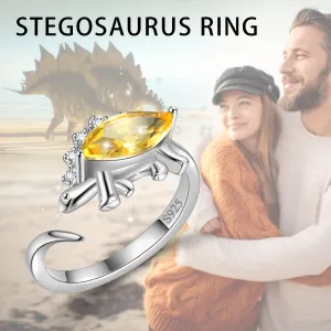 Tokyo Mart Stegosaurus Dinosaur Ring November Citrine Birthstone Women Girls Jewelry Gift