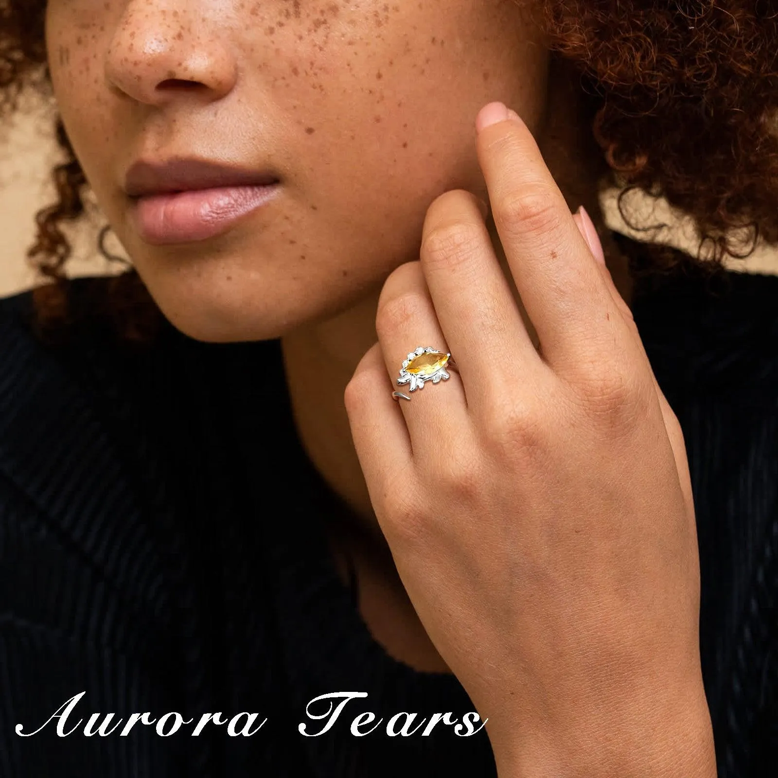 Tokyo Mart Stegosaurus Dinosaur Ring November Citrine Birthstone Women Girls Jewelry Gift