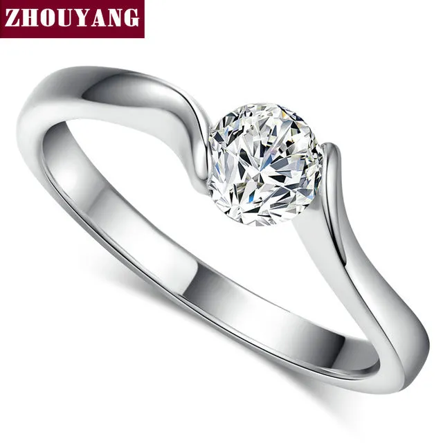 Top Quality Concise Crystal Ring Rose Gold Color Austrian Crystals Full Sizes Wholesale ZYR239 ZYR422