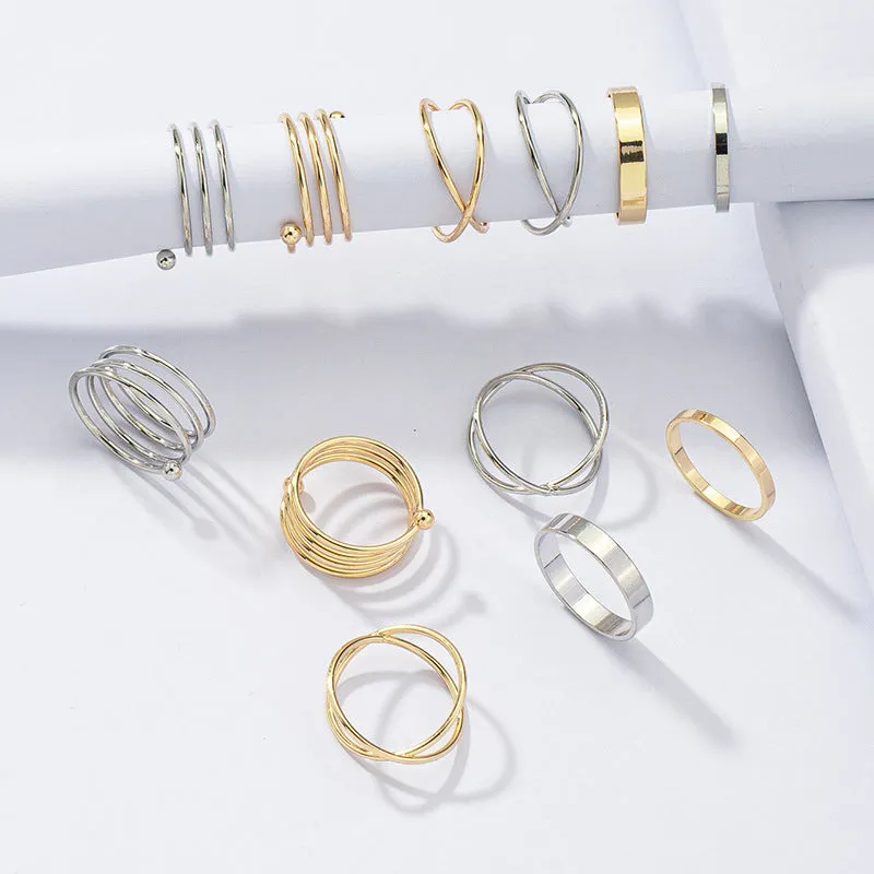 Trendy Geometric Ring Set Collection - Fashionable Instagram Jewelry Pieces for Summer