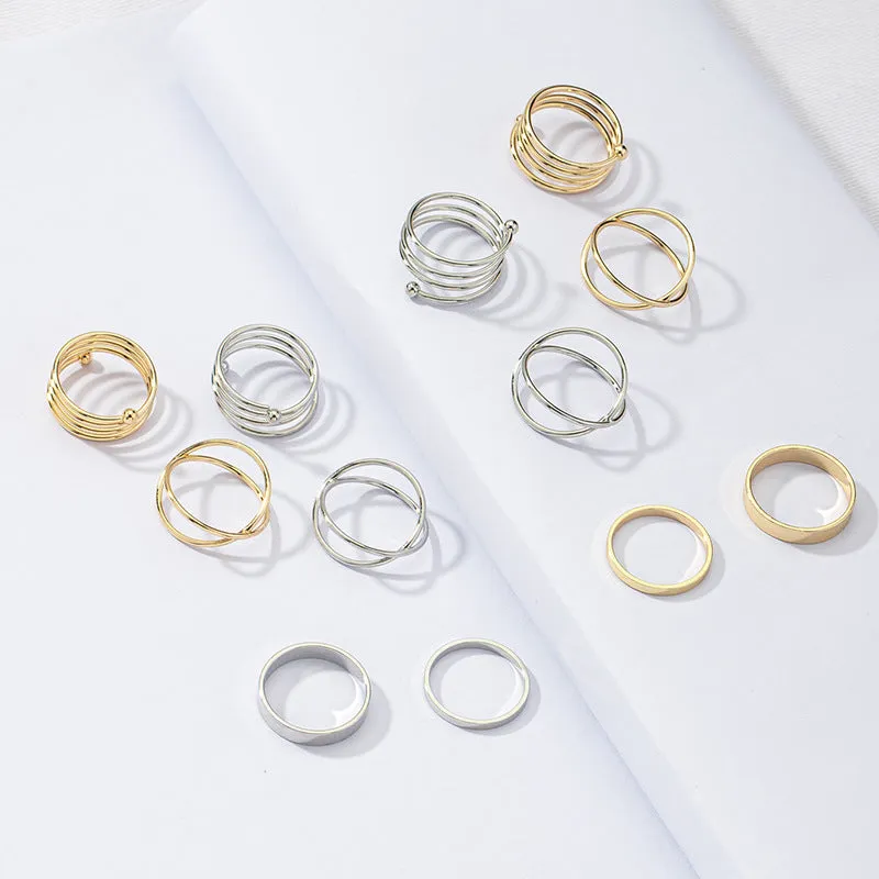 Trendy Geometric Ring Set Collection - Fashionable Instagram Jewelry Pieces for Summer