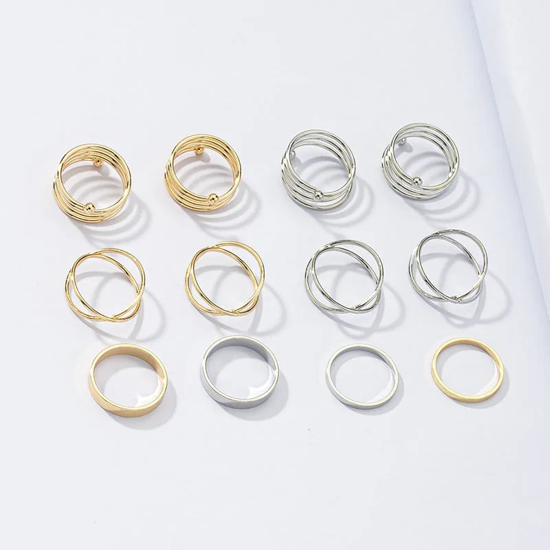 Trendy Geometric Ring Set Collection - Fashionable Instagram Jewelry Pieces for Summer