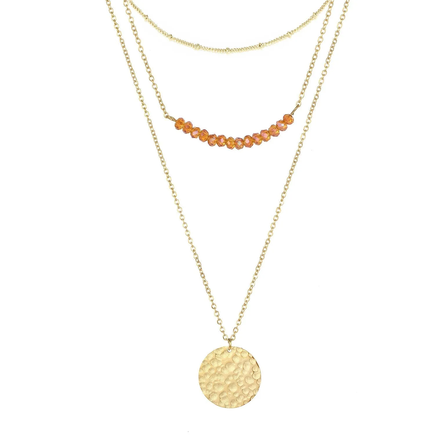 TRIO EXQUISITE LAYERED GOLD NECKLACE SET