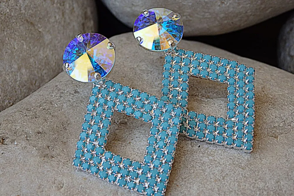 Turquoise Rhombus Earrings