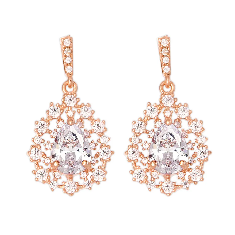 Wedding CZ Teardrop Crystal Dangle Earrings