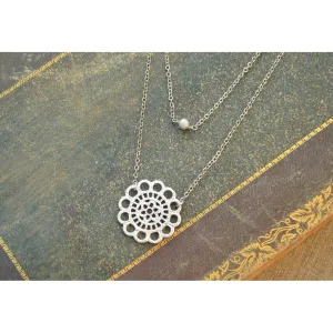 White gold double strand lace necklace