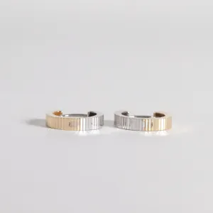 White   Yellow Gold Fluted Hoops