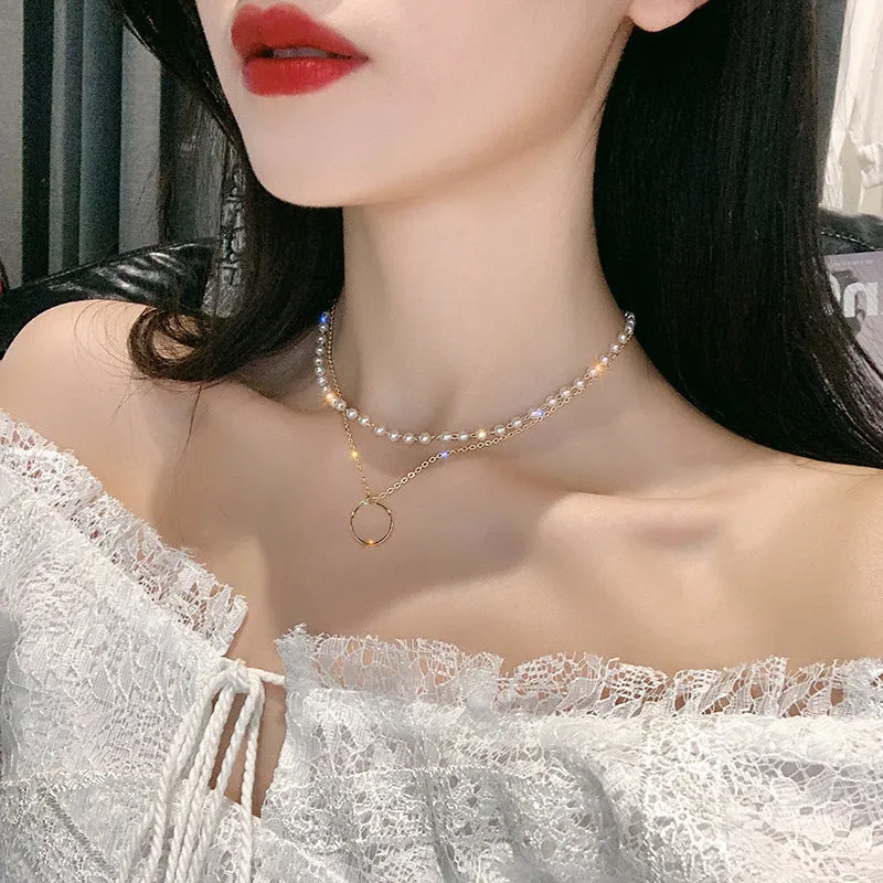 Women's Niche Pearl Necklace Lace Clavicle Chain