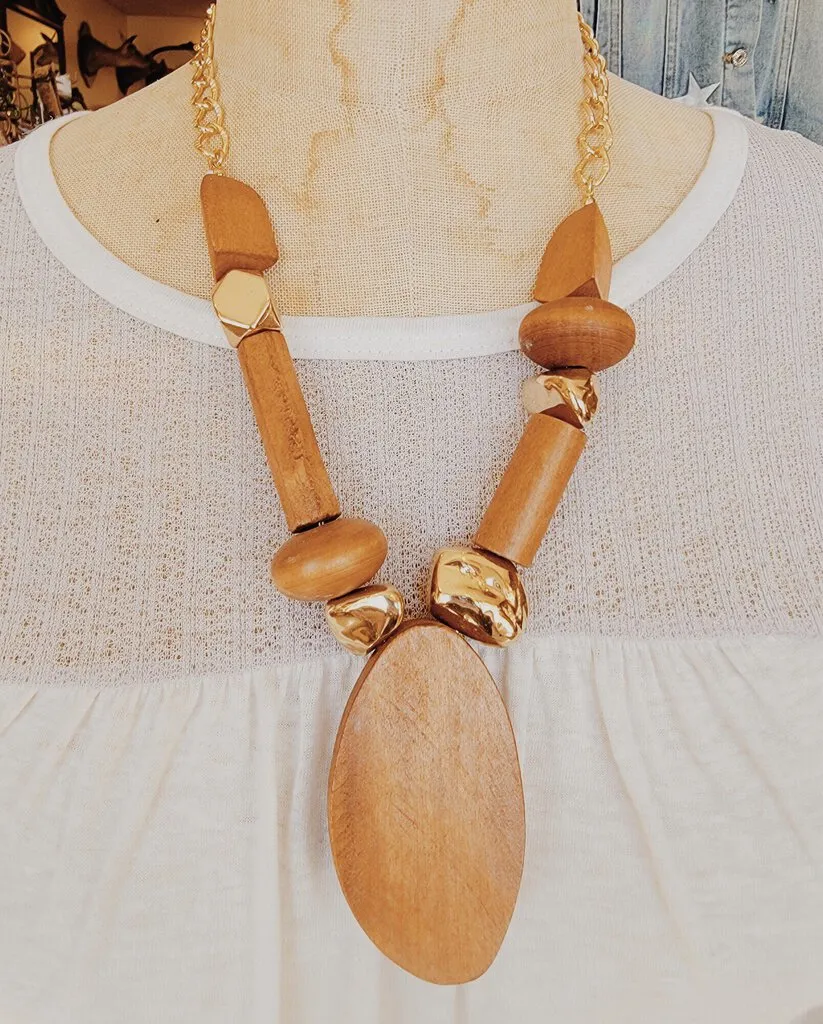 Wooden Gold Necklace