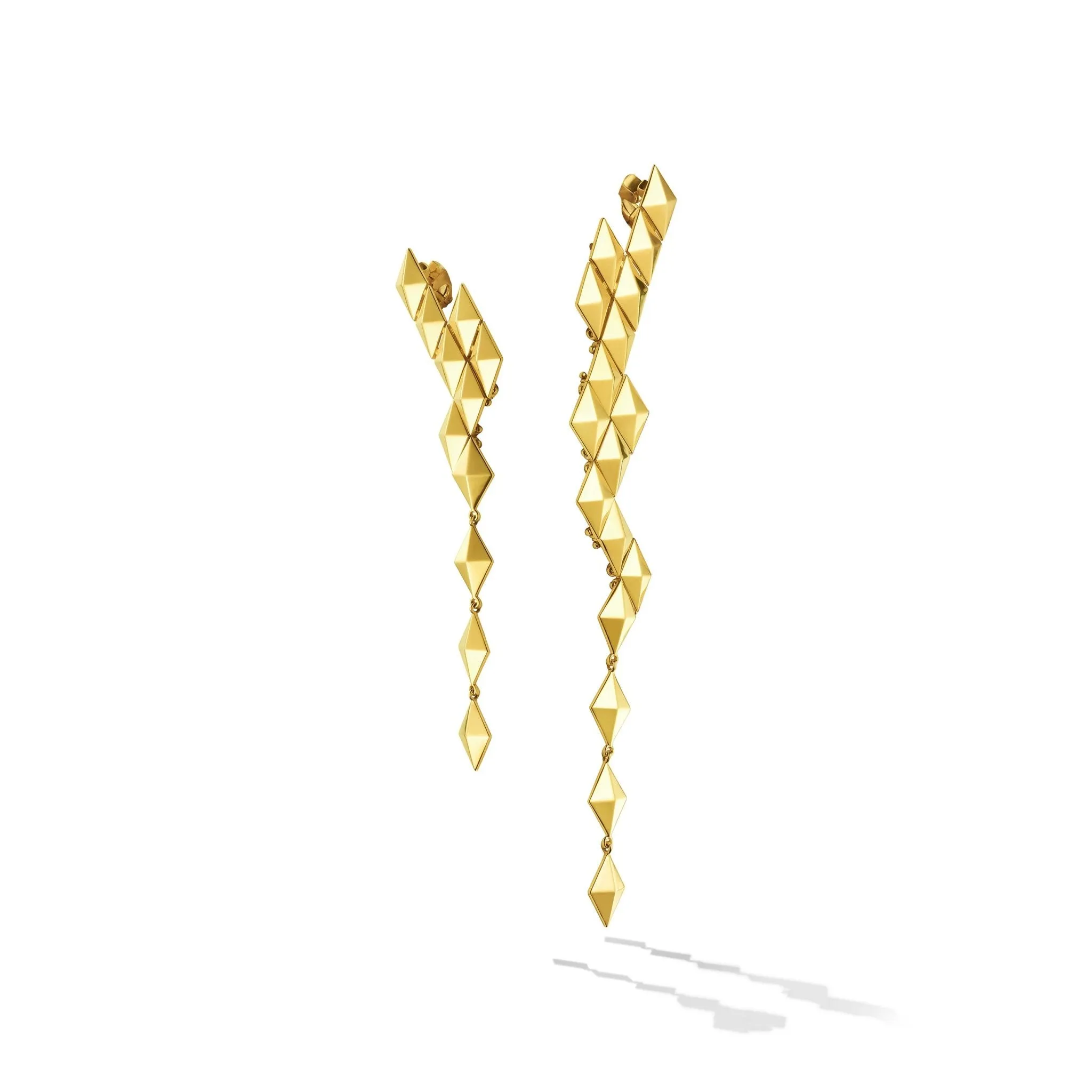 Yellow Gold Python Clip On Asymmetrical Drop Earrings