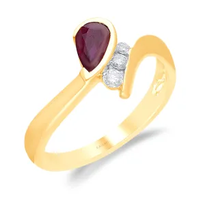 Yellow Gold Ruby and White Diamond Heirloom Ring