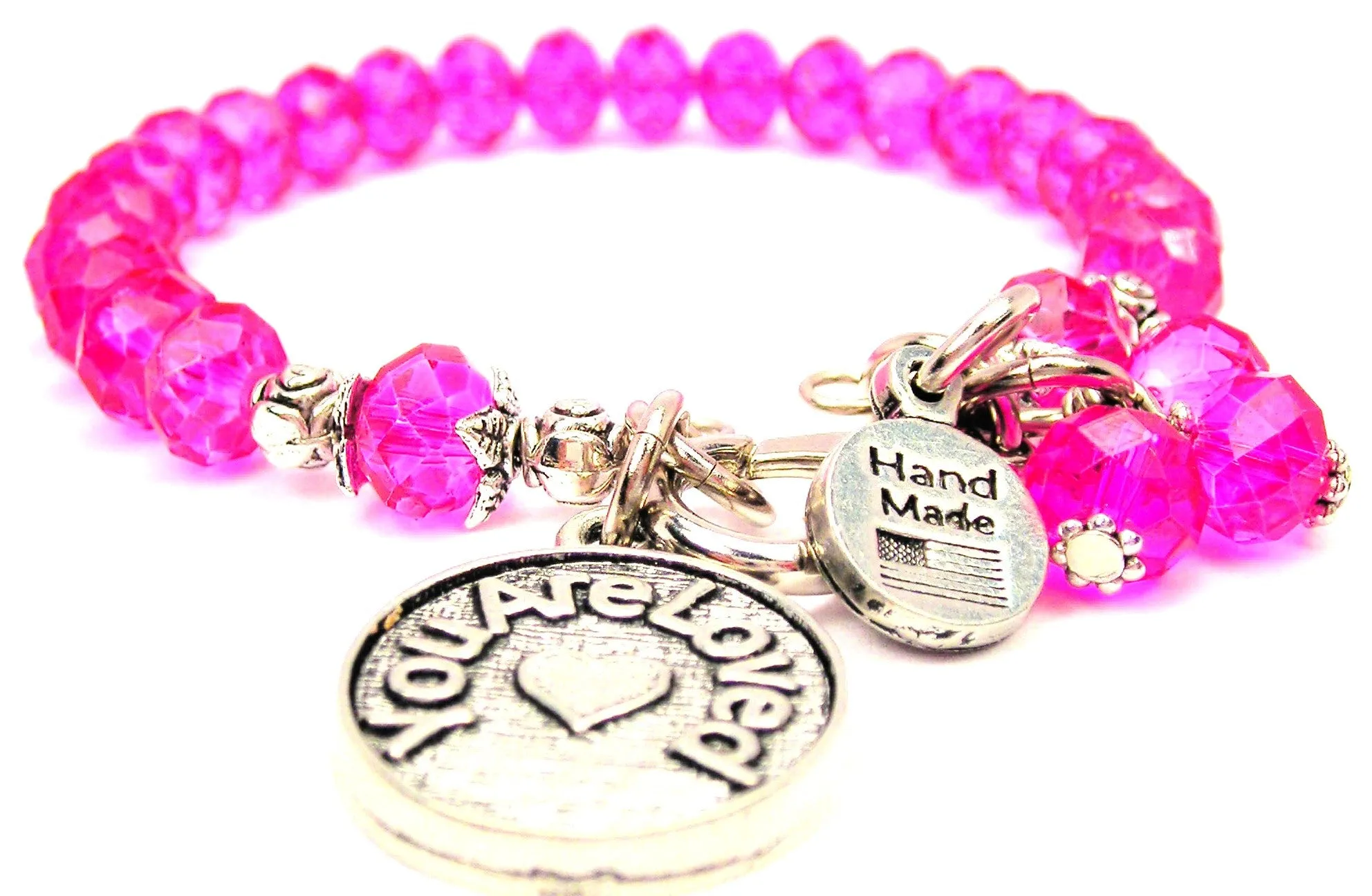 You Are Loved Circle Splash Of Color Crystal Bracelet